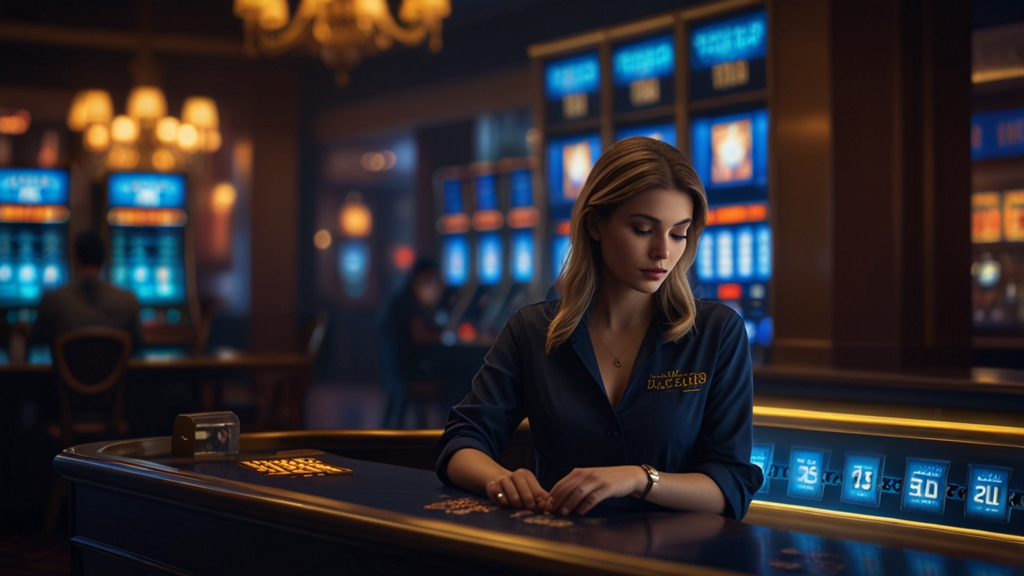 Speler bekijkt de uitbetalingstijd op een donkere casino-interface